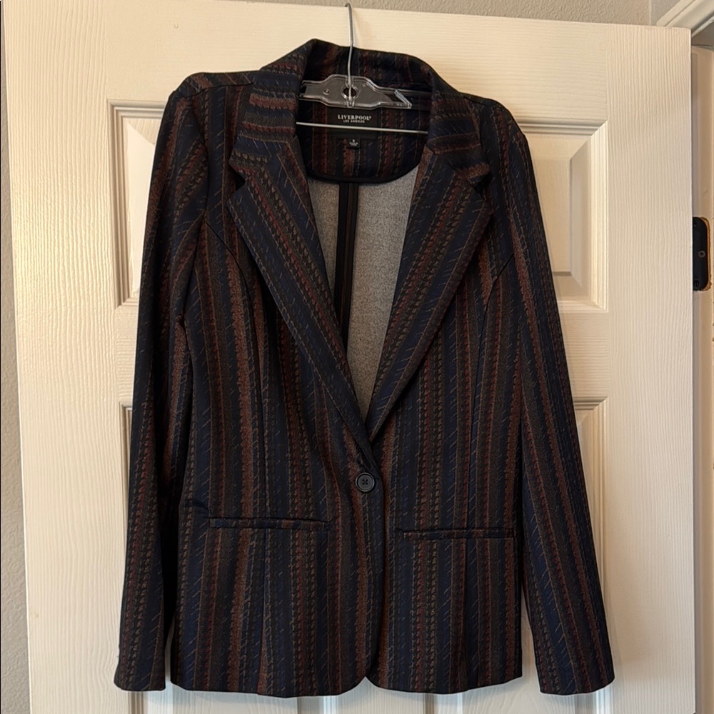 Women's Striped Blazer - Black and Brown